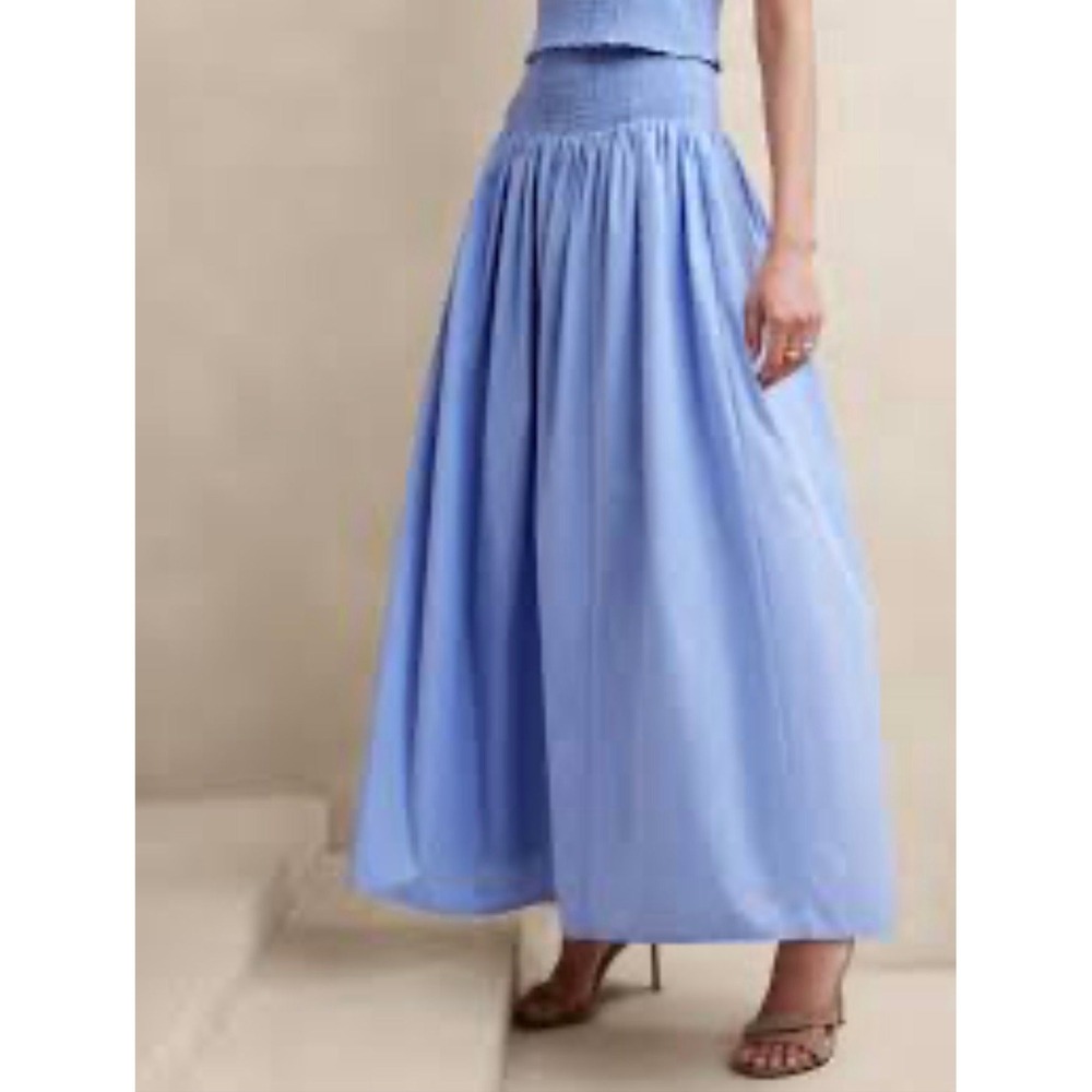 Banana Republic Smocked Waist Poplin Maxi Skirt Size Medium - Picture 1 of 6